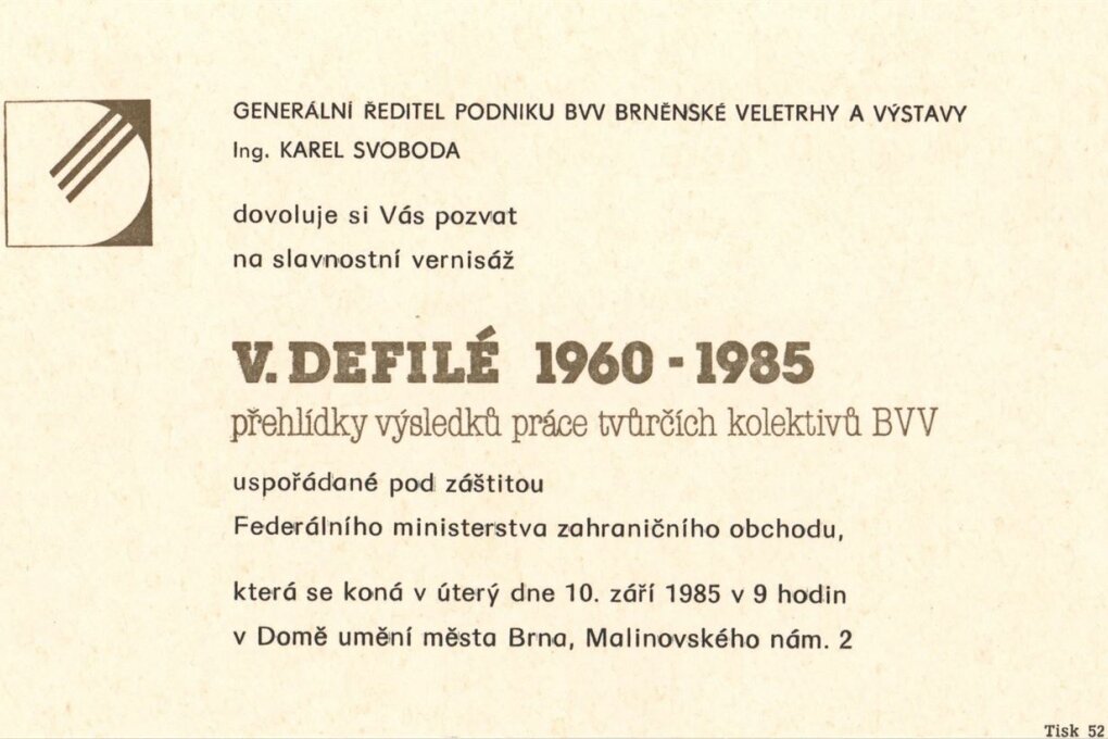 V. Defilé 1960–1985, přehlídky práce tvůrčích kolektivů BVV